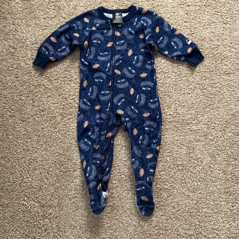2T Very Loved Seahawks Fleece Footie Pajamas